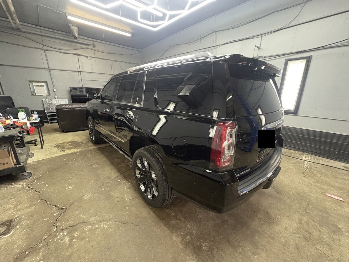 Water beading on a ceramic coated car hood